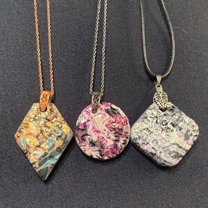Bold & Chunky Clay Pendant Necklace Set